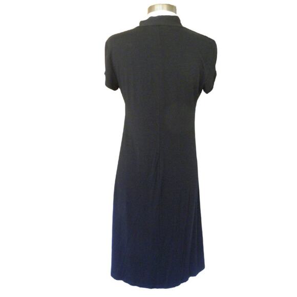 Eileen Fisher Black Short Sleeve Midi Dress Stretch Jersey - Picture 4 of 7